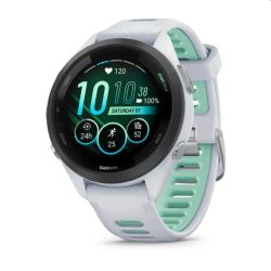 Andorra-Garmin Forerunner 265S Black Bezel with Whitestone Case and Whitestone/Neo Tropic Silicone Band 42mm