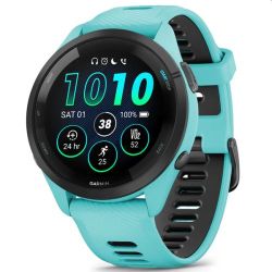 Andorra-Garmin Forerunner 265 Black Bezel with Aqua Case and Aqua/Black Silicone Band 46mm