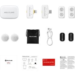 Andorra-Hollyland Lark A1 Combo White (with USB-C & Lightning RX & Charging Case)