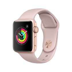 Andorra-Apple Watch Series 3 GPS Gold Pink Aluminium Case with Sand Sport Band 38mm