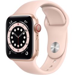 Andorra-Apple Watch Series 6 GPS+Cellular Gold Aluminum Case Pink Sand Sport Band 44mm