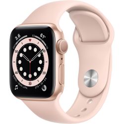 Andorra-Apple Watch Series 6 GPS Gold Aluminum Case Pink Sand Sport Band 44mm