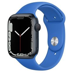 Andorra-Apple Watch Series 7 GPS+Cellular Midnight Aluminum Case with Capri Blue Sport Band 45mm