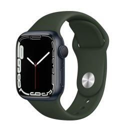 Andorra-Apple Watch Series 7 GPS+Cellular Midnight Aluminum Case with Cyprus Green Sport Band 41mm