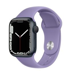 Andorra-Apple Watch Series 7 GPS+Cellular Midnight Aluminum Case with English Lavender Sport Band 45mm