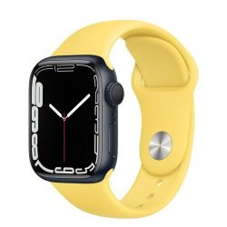 Andorra-Apple Watch Series 7 GPS+Cellular Midnight Aluminum Case with Ginger Sport Band 45mm