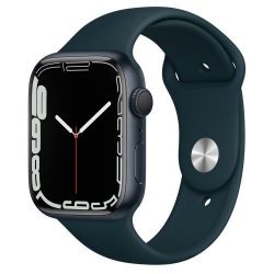 Andorra-Apple Watch Series 7 GPS+Cellular Midnight Aluminum Case with Mallard Green Sport Band 45mm
