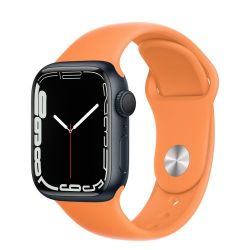 Andorra-Apple Watch Series 7 GPS Midnight Aluminum Case with Marigold Sport Band 41mm