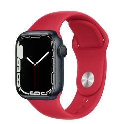 Andorra-Apple Watch Series 7 GPS Midnight Aluminum Case with (Product) Red Sport Band 41mm