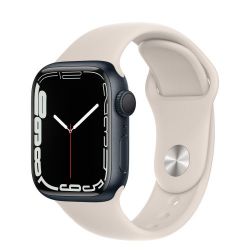 Andorra-Apple Watch Series 7 GPS Midnight Aluminum Case with Starlight Sport Band 45mm