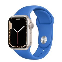 Andorra-Apple Watch Series 7 GPS+Cellular Starlight Aluminum Case with Capri Blue Sport Band 41mm