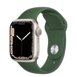 Andorra-Apple Watch Series 7 GPS+Cellular Starlight Aluminum Case with Clover Sport Band 45mm