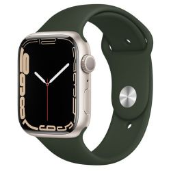 Andorra-Apple Watch Series 7 GPS+Cellular Starlight Aluminum Case with Cyprus Green Sport Band 45mm