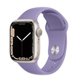 Andorra-Apple Watch Series 7 GPS Starlight Aluminum Case with English Lavender Sport Band 41mm