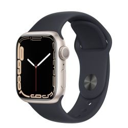 Andorra-Apple Watch Series 7 GPS+Cellular Starlight Aluminum Case with Midnight Sport Band 45mm