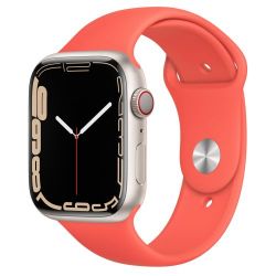 Andorra-Apple Watch Series 7 GPS Starlight Aluminium Case with Pink Citrus Sport Band 45mm