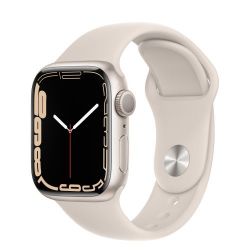 Andorra-Apple Watch Series 7 GPS Starlight Aluminum Case with Starlight Sport Band 45mm