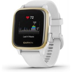 Andorra-Garmin Venu Sq Light Gold Aluminum Bezel with White Case and Silicone Band 40mm