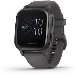 Andorra-Garmin Venu Sq Slate Aluminum Bezel with Shadow Gray Case and Silicone Band 40mm