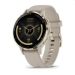 Andorra-Garmin Venu 3S Soft Gold Stainless Steel Bezel with French Gray Case and Silicone Band 41mm