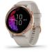 Andorra-Garmin Venu Rose Gold Stainless Steel Bezel with Light Sand Case and Silicone Band 43mm
