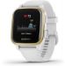 Andorra-Garmin Venu Sq Light Gold Aluminum Bezel with White Case and Silicone Band 40mm